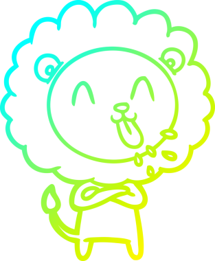 Bir insan tarafından çizilmiş mutlu çizgi film aslanı çizimi.