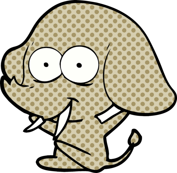 Bir insan tarafından çizilmiş mutlu bir fil.