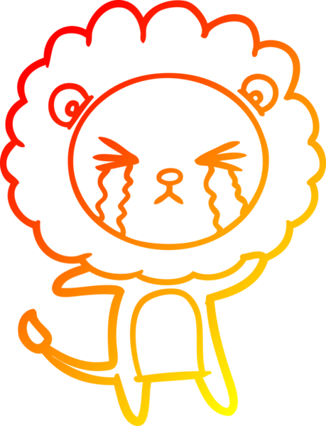 Bir insan tarafından çizilmiş, ağlayan bir aslanın çizgi çizimi.