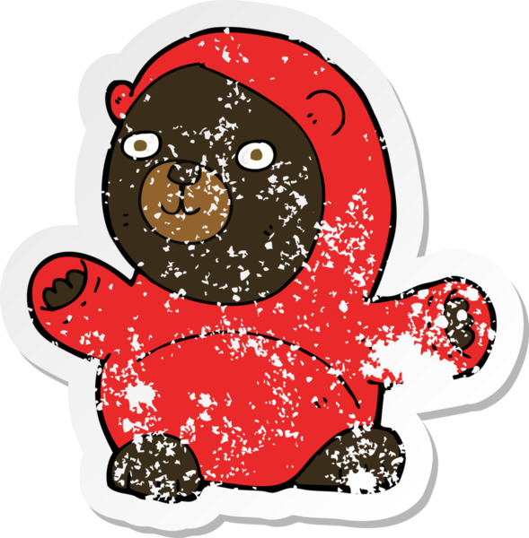 Bir insan tarafından çizilmiş sevimli bir çizgi film kara ayısının gerilimli çıkartması.