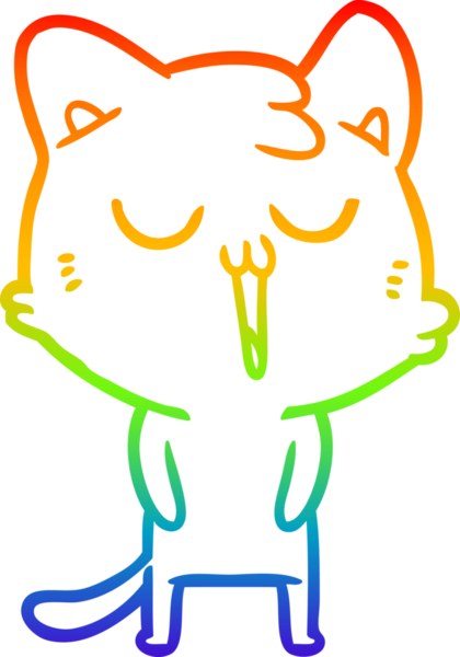 gökkuşağı gradyan çizgi çizimi bir insan tarafından çizilmiş bir çizgi film kedisi