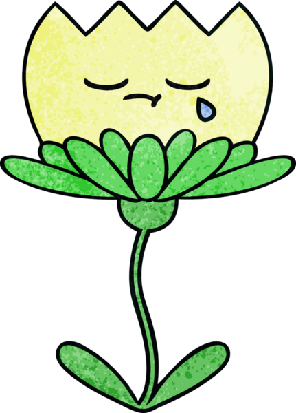 Bir insan tarafından çizilmiş bir çiçeğin retro grunge desen karikatürü