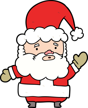 Bir insan tarafından çizilmiş Noel Baba çizgi filmi.