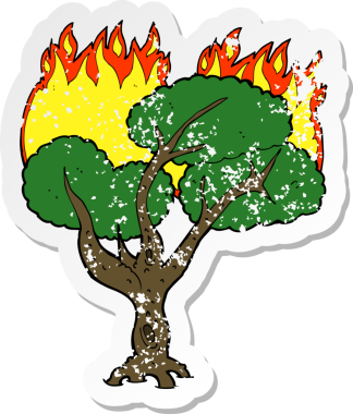 Bir insan tarafından çizilmiş yanan bir çizgi filmin gerilimli yapıştırması.