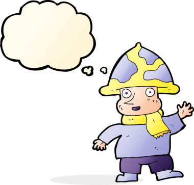 Bir insan tarafından çizilmiş düşünce balonlu mantar adam.