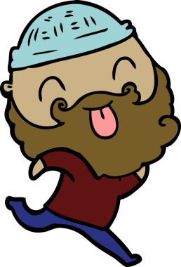 Bir insan tarafından çizilmiş sakallı, koşan bir adam.