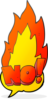 Serbest konuşma balonu çizgi filmi HAYIR! Bir insan tarafından çizilmiş bağır