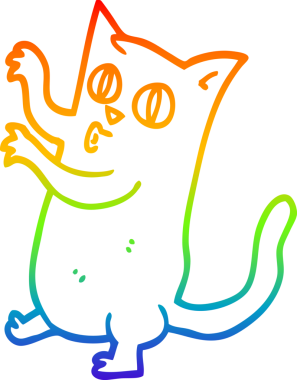 Gökkuşağı gradyan çizgi çizimi Bir insan tarafından çizilmiş ürkütücü siyah kedi