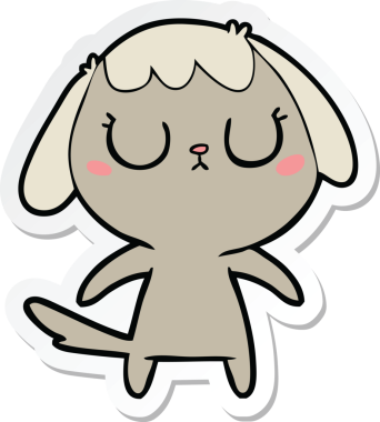 Bir insan tarafından çizilmiş şirin bir köpeğin çıkartması.