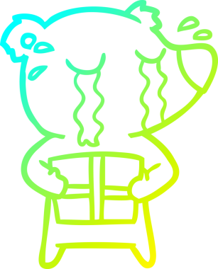 Bir insan tarafından çizilmiş ağlayan bir ayının soğuk çizgi çizimi.