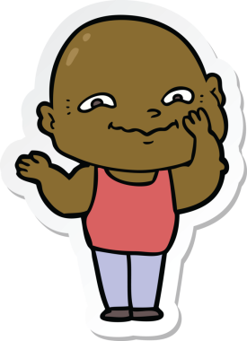 Bir insan tarafından çizilmiş garip bir adamın çıkartması.