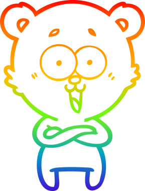 Bir insan tarafından çizilmiş gülen oyuncak ayının çizdiği gökkuşağı gradyan çizgisi.