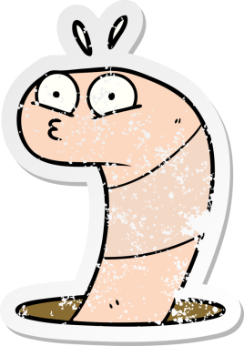 Bir insan tarafından çizilmiş solucana şaşırtılmış karikatür çıkartması.