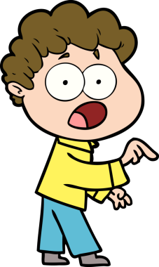 Bir insan tarafından çizilmiş bir karikatür adamı şaşkınlıkla nefes nefese kaldı.