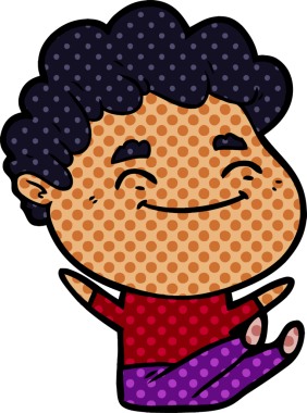 Bir insan tarafından çizilmiş çizgi film dostu bir adam.