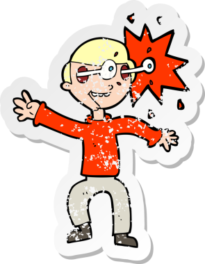 Bir insan tarafından çizilmiş bir karikatürün gerilimli çıkartması.