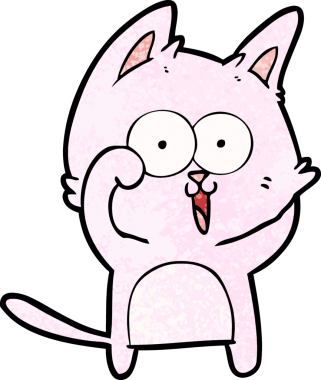 Bir insan tarafından çizilmiş komik çizgi film kedisi.