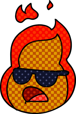 Bir insanın çizdiği gölgelerde el çizimi kawaii alevleri.