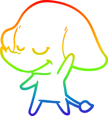 Bir insan tarafından çizilmiş gülümseyen bir filin çizgi çizimi.