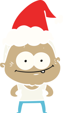 Bir insan tarafından çizilmiş Noel Baba şapkası giyen mutlu yaşlı bir kadının el resmi.