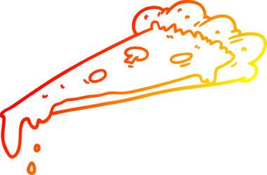 Bir insan tarafından çizilmiş bir pizza diliminin sıcak gradyan çizimi