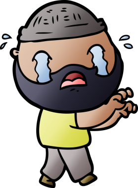 Çizgi film sakallı adam bir insan tarafından çizilmiş ağlıyor.