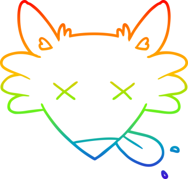 Gökkuşağı gradyan çizgi çizimi Bir insan tarafından çizilmiş ölü tilki