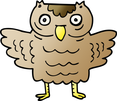 Bir insan tarafından çizilmiş komik baykuş.