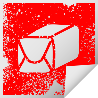 Bir insan tarafından çizilmiş bir kağıt paketinin kare soyma etiketi.