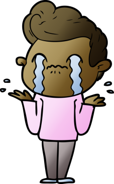 Bir insan tarafından çizilmiş ağlayan çizgi film adamı.