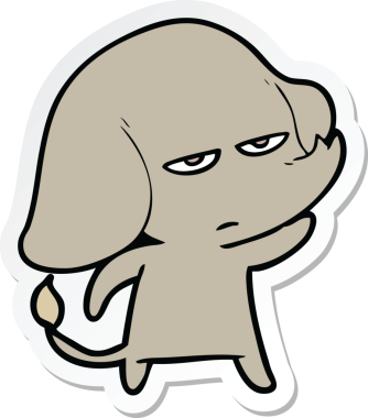 Bir insan tarafından çizilmiş kızgın bir filin çıkartması.