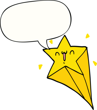 Bir insan tarafından çizilmiş konuşma balonlu bir çizgi film yıldızı.