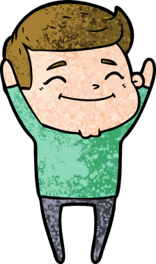 Bir insan tarafından çizilmiş mutlu çizgi film adamı.