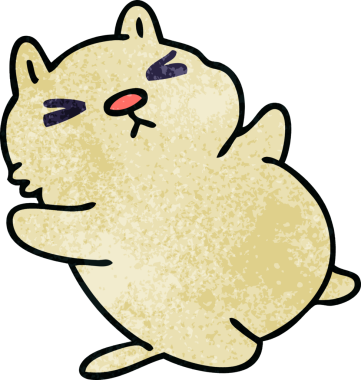 Bir insan tarafından çizilmiş garip çizgi film kedisi.