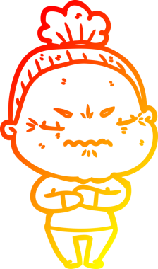 Bir insan tarafından çizilmiş, karikatür çizen yaşlı bir kadın.