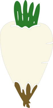 Bir insan tarafından çizilmiş karalama kökü sebzesi.