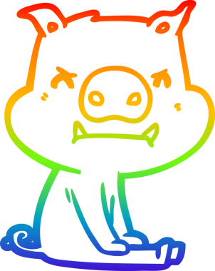 Bir insan tarafından çizilmiş kızgın çizgi film domuzu çizimi.