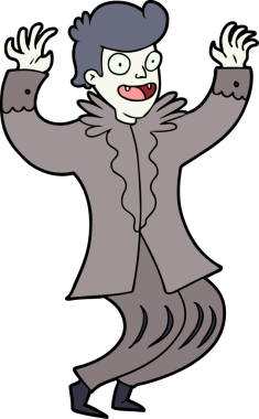 Bir insan tarafından çizilmiş çılgın bir vampir çizgi filmi.