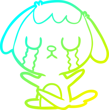 Bir insan tarafından çizilmiş ağlayan şirin bir köpeğin soğuk gradyan çizimi.