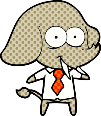 Bir insan tarafından çizilmiş mutlu çizgi film fili patronu.