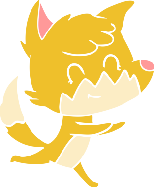 Bir insan tarafından çizilmiş düz renkli çizgi film dost tilkisi.