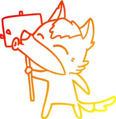 Bir insan tarafından çizilen uluyan kurt çizgi filminin sıcak gradyan çizimi