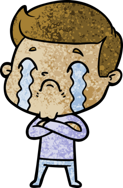 Bir insan tarafından çizilmiş ağlayan çizgi film adamı.