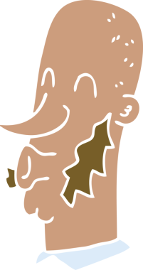 Bir insan tarafından çizilmiş koyun pirzolası sakallı karikatürcü adam.