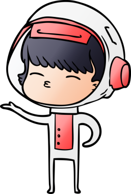 Bir insan tarafından çizilmiş meraklı astronot çizgi filmi.