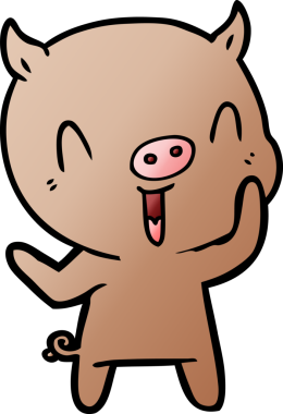 Bir insan tarafından çizilmiş mutlu çizgi film domuzu.