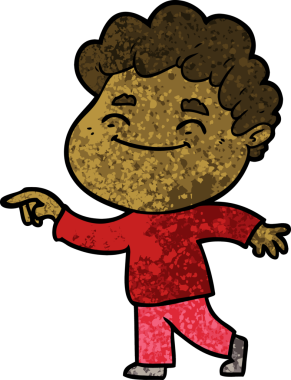 Bir insan tarafından çizilmiş çizgi film dostu bir adam.