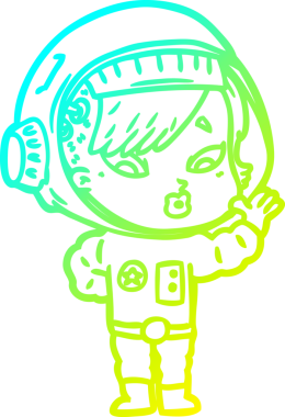 Bir insan tarafından çizilmiş soğuk gradyan çizgili astronot kadın çizimi.