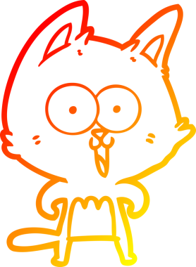 Bir insan tarafından çizilmiş komik bir çizgi film kedisinin sıcak çizgi çizimi