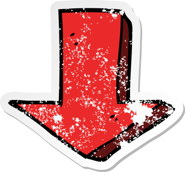 Bir insan tarafından çizilmiş ok şeklindeki karikatür çıkartması.